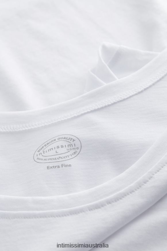 Intimissimi Men 001-White Apparel 0RJT48272 Supima Cotton Vest Top with Round Neck