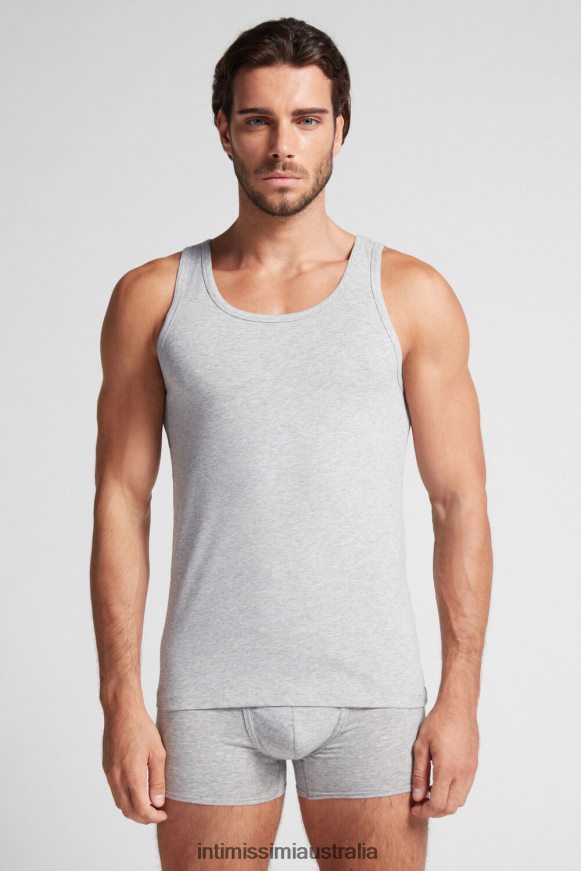 Intimissimi Men 031-Light Grey Melange Apparel 0RJT48274 Sleeveless Vest Top with Round Neck