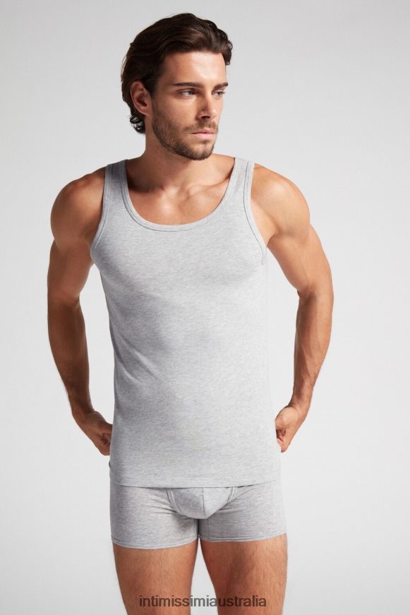 Intimissimi Men 031-Light Grey Melange Apparel 0RJT48274 Sleeveless Vest Top with Round Neck