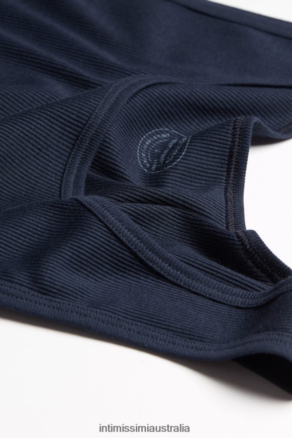 Intimissimi Men 800-Midnight Blue Apparel 0RJT48241 Ribbed Supima Cotton Tank Top