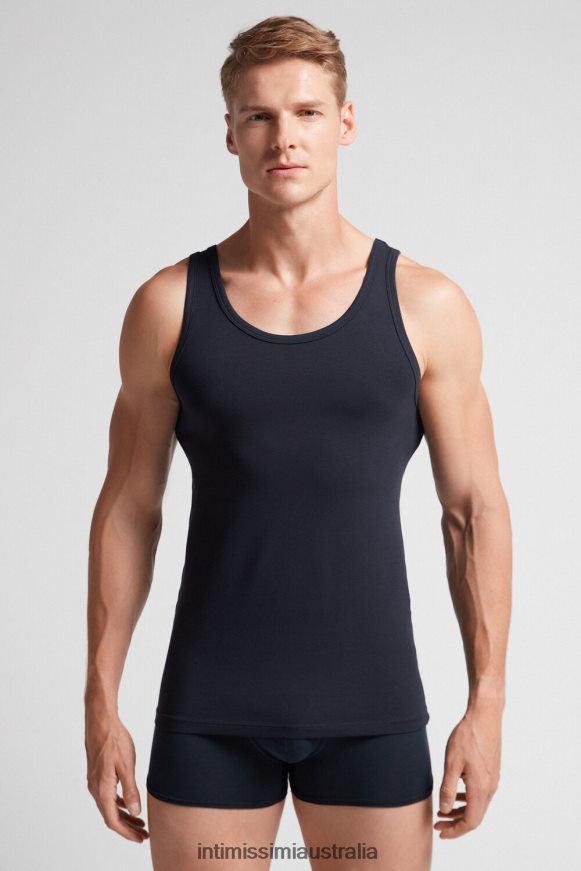 Intimissimi Men 800-Midnight Blue Apparel 0RJT48273 Sleeveless Vest Top with Round Neck