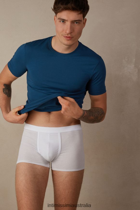 Intimissimi Men 001-White Underwear 0RJT4849 Natural Fresh Supima Cotton Boxers