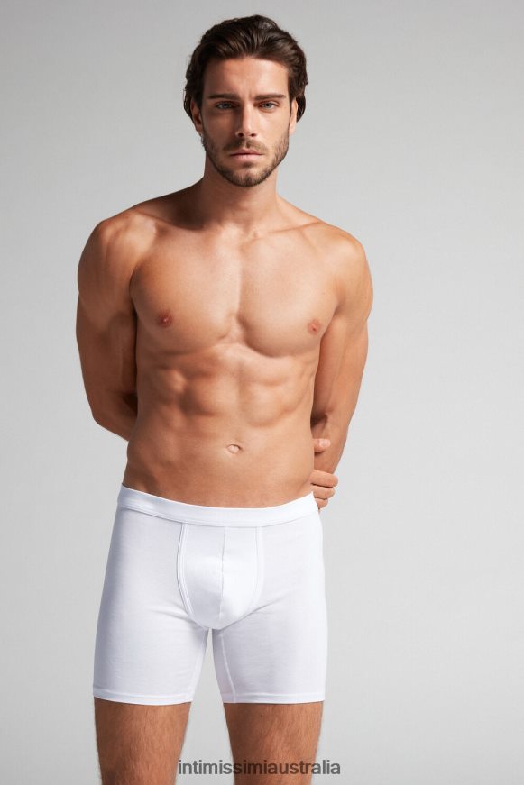 Intimissimi Men 001-White Underwear 0RJT4854 Long Stretch Supima Cotton Boxers