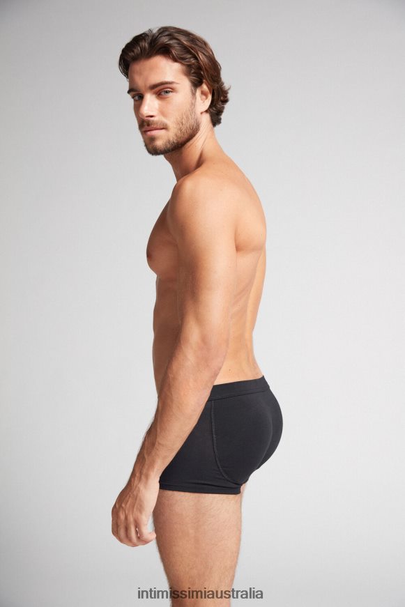 Intimissimi Men 019-Black Underwear 0RJT4822 Stretch Cotton Push-Up Boxers