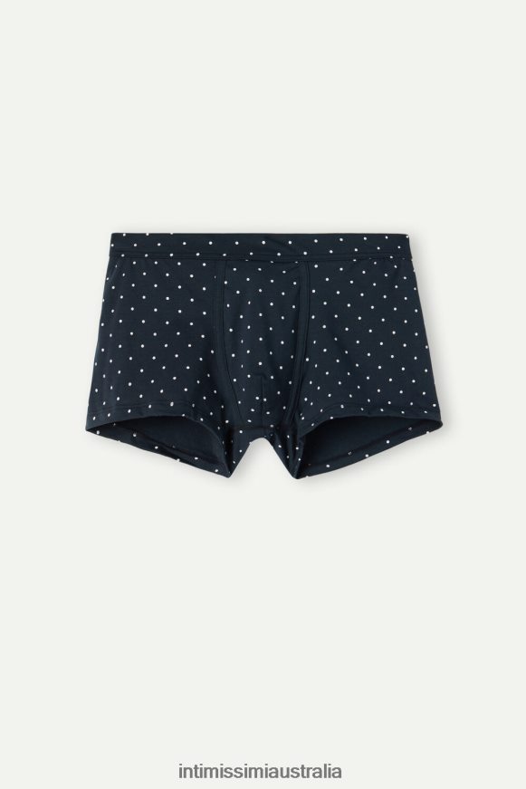 Intimissimi Men 049J-Polka Dot-Print Midnight Blue Underwear 0RJT4866 Stretch Supima Cotton Dotted Boxers