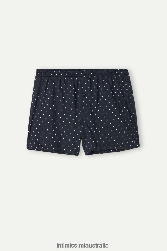 Intimissimi Men 049J-Polka Dot-Print Midnight Blue Underwear 0RJT4872 Patterned Loose-Fit Cotton Jersey Boxers
