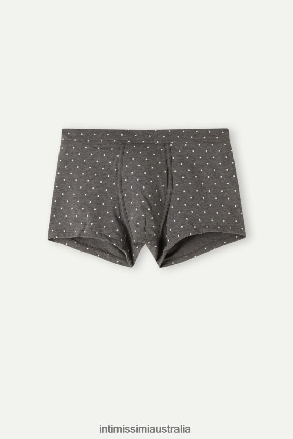 Intimissimi Men 063J-Polka Dot-Print Charcoal Grey Melange Underwear 0RJT4862 Stretch Supima Cotton Dotted Boxers