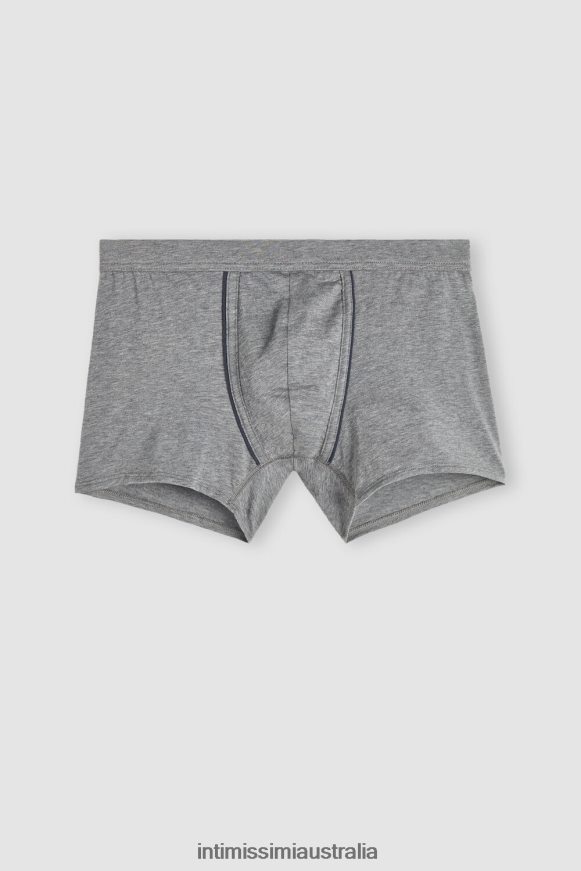 Intimissimi Men 080I-Charcoal Grey Melange/Blue Underwear 0RJT4894 Natural Fresh Supima Cotton Boxers