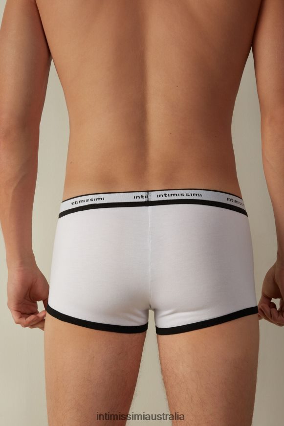Intimissimi Men 143I-Black/White Underwear 0RJT4893 Stretch Supima Cotton Boxer Shorts with Logo Detail