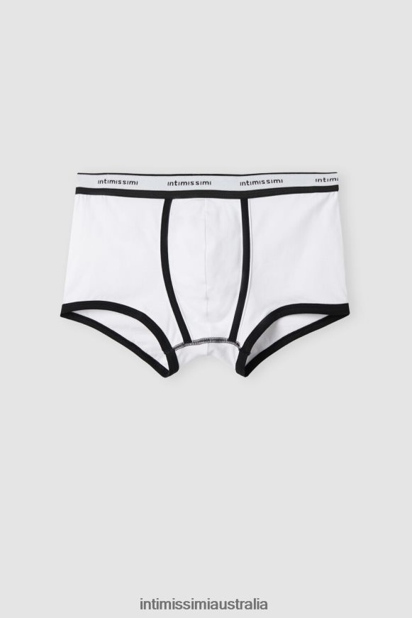 Intimissimi Men 143I-Black/White Underwear 0RJT4893 Stretch Supima Cotton Boxer Shorts with Logo Detail