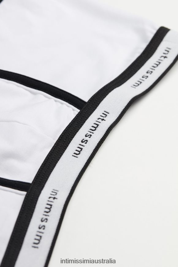 Intimissimi Men 143I-Black/White Underwear 0RJT4893 Stretch Supima Cotton Boxer Shorts with Logo Detail