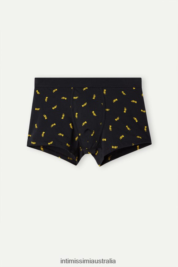 Intimissimi Men 184J-Trumpet-Print Midnight Blue Underwear 0RJT4836 Stretch Supima Cotton Trumpet Boxers