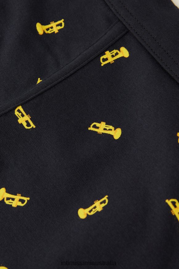 Intimissimi Men 184J-Trumpet-Print Midnight Blue Underwear 0RJT4836 Stretch Supima Cotton Trumpet Boxers