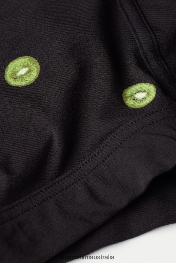 Intimissimi Men 316J-Kiwi Fruit-Print Black Underwear 0RJT4828 Kiwi Print Natural Fresh Supima Cotton Boxers