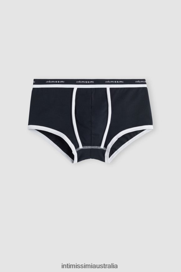 Intimissimi Men 3481-Midnight Blue/White Underwear 0RJT48117 Stretch Supima Cotton Boxer Shorts with Logo Detail