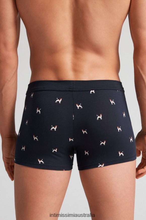 Intimissimi Men 368J-Blu Notte St.Jack Russel Underwear 0RJT483 Natural Fresh Supima Jack Russell Cotton Boxers