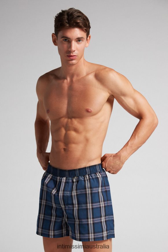 Intimissimi Men 375J-Check Medium Blue/Nero Underwear 0RJT4813 Print-Detail Boxers