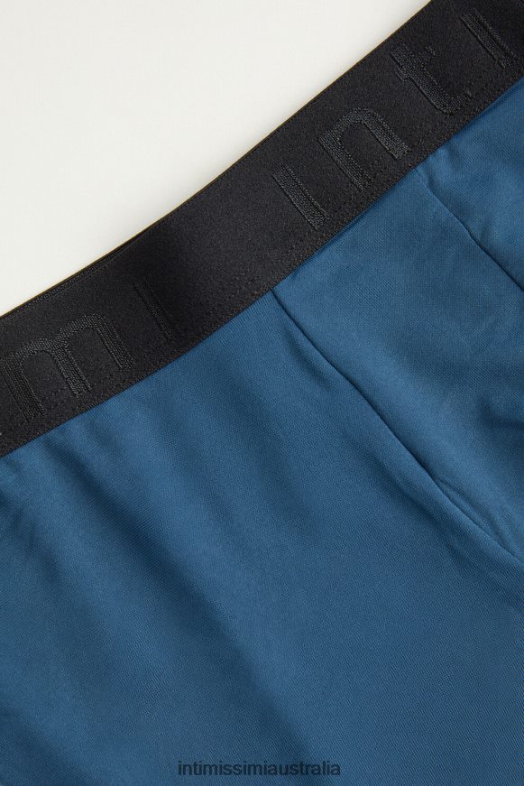 Intimissimi Men 379J-Medium Blue/Nero Underwear 0RJT4820 Boxer Shorts in Microfibre with Logo