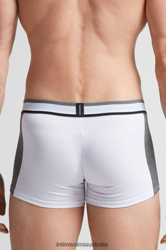 Intimissimi Men 384I-White/Graphite Blend Underwear 0RJT48101 Two-Tone Stretch Supima Cotton Boxers