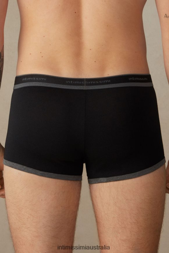 Intimissimi Men 385I-Black/Graphite Blend Underwear 0RJT48116 Stretch Supima Cotton Boxer Shorts with Logo Detail