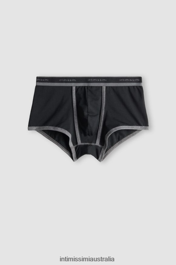 Intimissimi Men 385I-Black/Graphite Blend Underwear 0RJT48116 Stretch Supima Cotton Boxer Shorts with Logo Detail