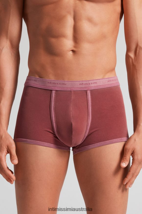 Intimissimi Men 392J-Bordeaux Del Underwear 0RJT489 Natural Fresh Supima Cotton Boxers with Logo