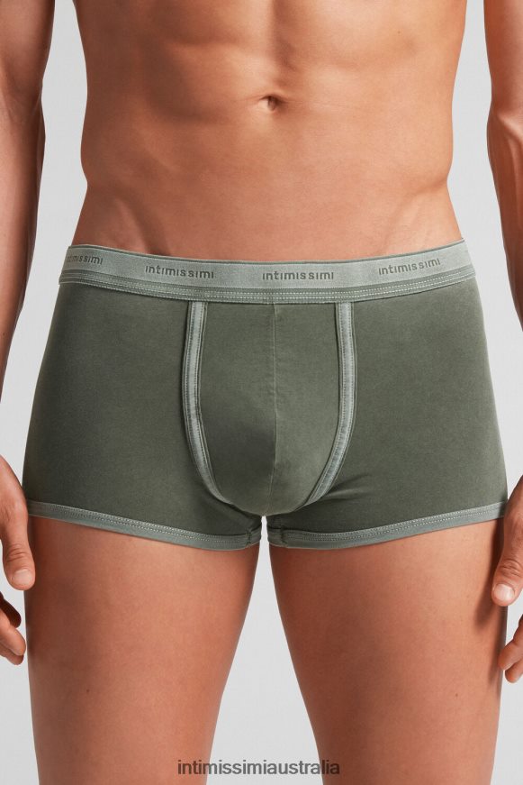 Intimissimi Men 393J-Verde Bosco Del Underwear 0RJT487 Natural Fresh Supima Cotton Boxers with Logo