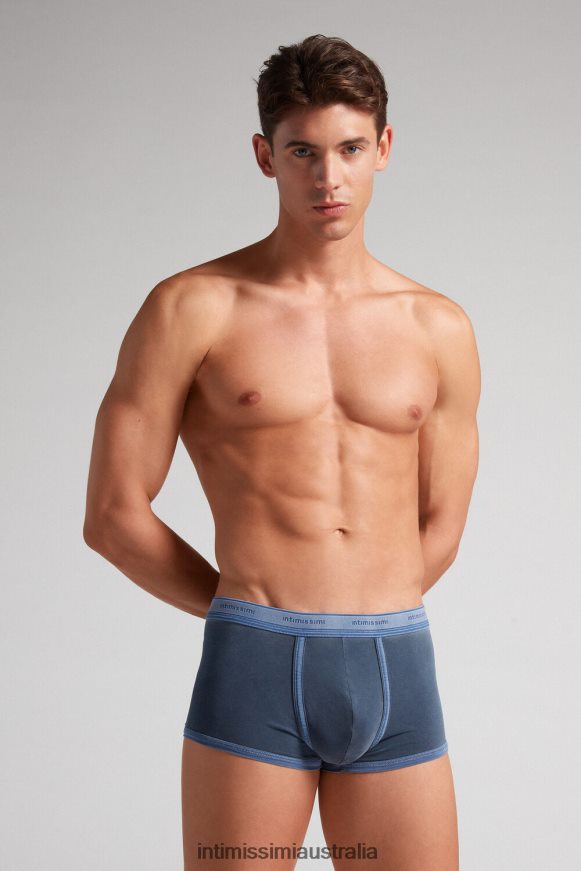 Intimissimi Men 394J-Blu Gas Del Underwear 0RJT486 Natural Fresh Supima Cotton Boxers with Logo