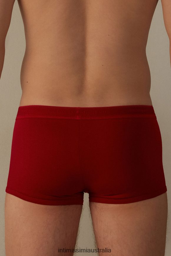 Intimissimi Men 5222-Intense Red/Red Underwear 0RJT4898 Stretch Supima Cotton Boxer Shorts with Logo Detail