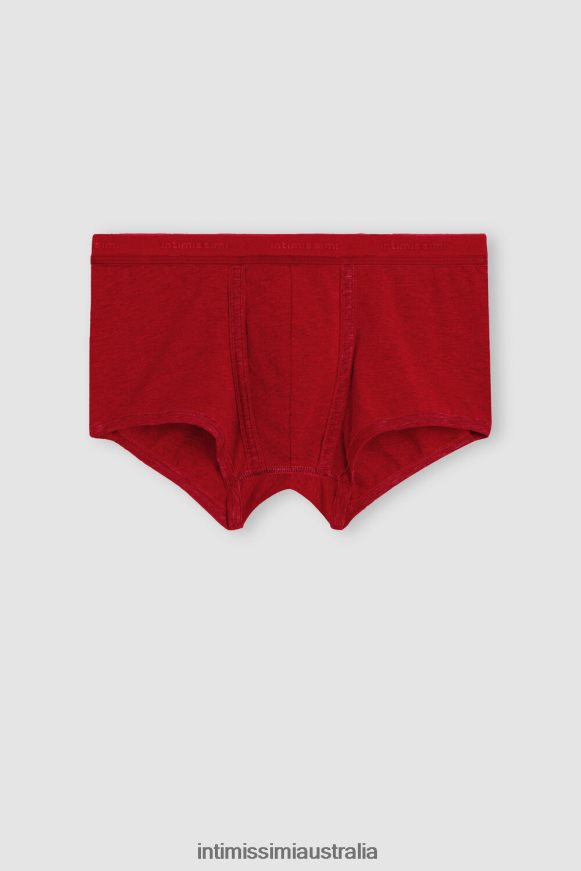 Intimissimi Men 5222-Intense Red/Red Underwear 0RJT4898 Stretch Supima Cotton Boxer Shorts with Logo Detail
