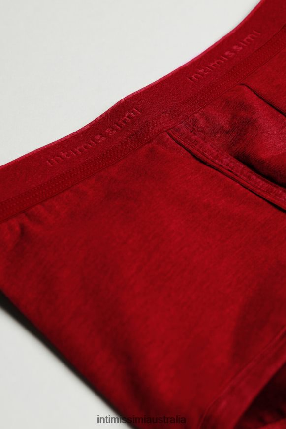 Intimissimi Men 5222-Intense Red/Red Underwear 0RJT4898 Stretch Supima Cotton Boxer Shorts with Logo Detail