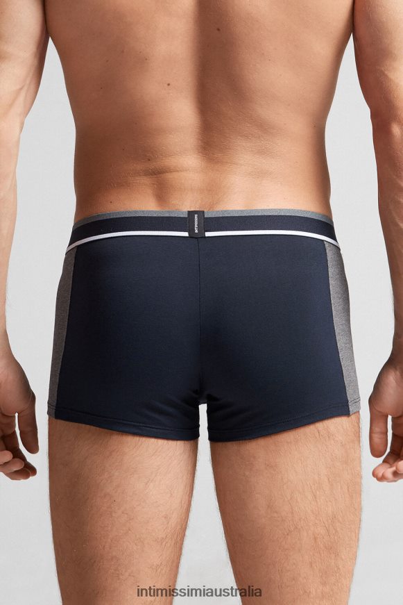 Intimissimi Men 541I-Midnight Blue/Graphite Grey Blend Underwear 0RJT48103 Two-Tone Stretch Supima Cotton Boxers