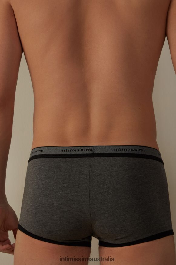 Intimissimi Men 543I-Graphite Grey Blend/Black Underwear 0RJT4891 Stretch Supima Cotton Boxer Shorts with Logo Detail