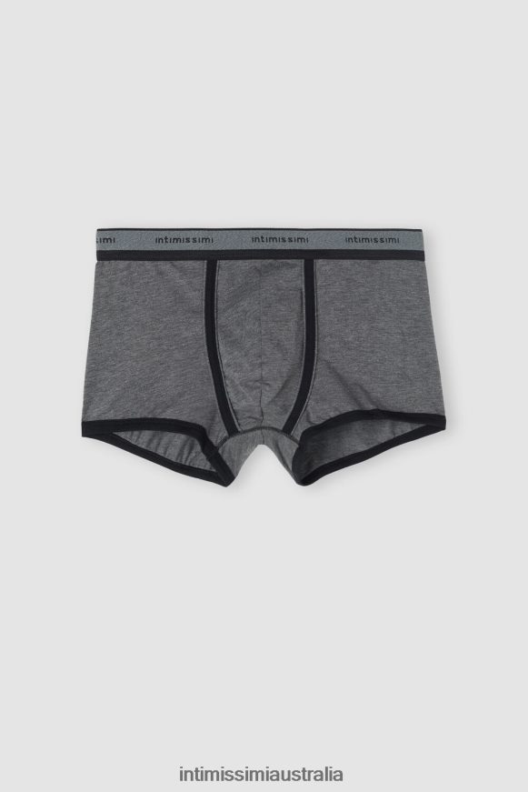 Intimissimi Men 543I-Graphite Grey Blend/Black Underwear 0RJT4891 Stretch Supima Cotton Boxer Shorts with Logo Detail