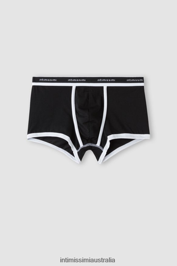 Intimissimi Men 661I-Nero/Bianco Underwear 0RJT4840 Natural Fresh Supima Cotton Boxers with Logo