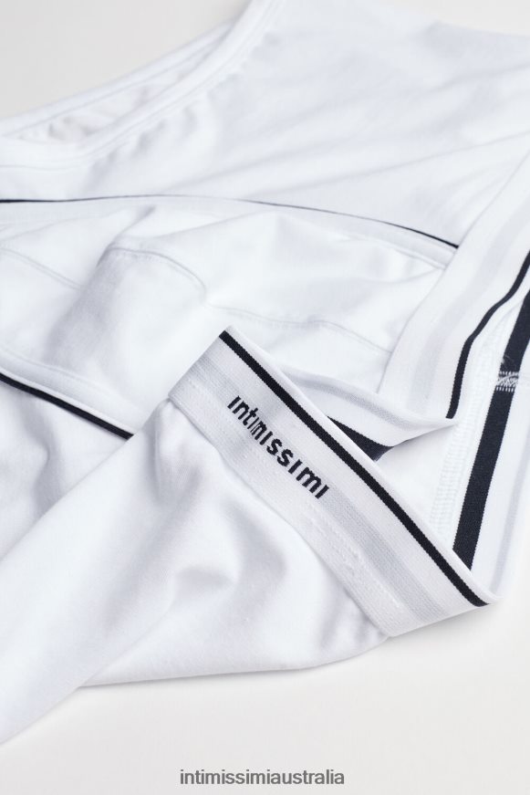 Intimissimi Men 6986-White/Blue Underwear 0RJT48128 Supima Cotton Boxers with Exposed Waistband