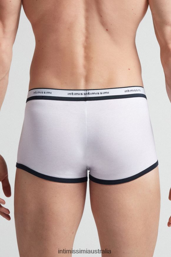 Intimissimi Men 6986-White/Blue Underwear 0RJT4839 Natural Fresh Supima Cotton Boxers with Logo