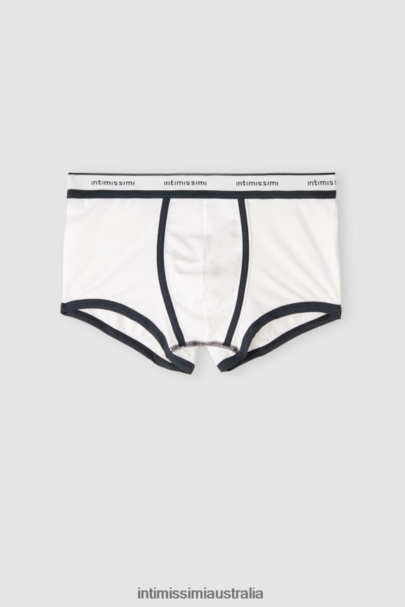Intimissimi Men 6986-White/Blue Underwear 0RJT4839 Natural Fresh Supima Cotton Boxers with Logo
