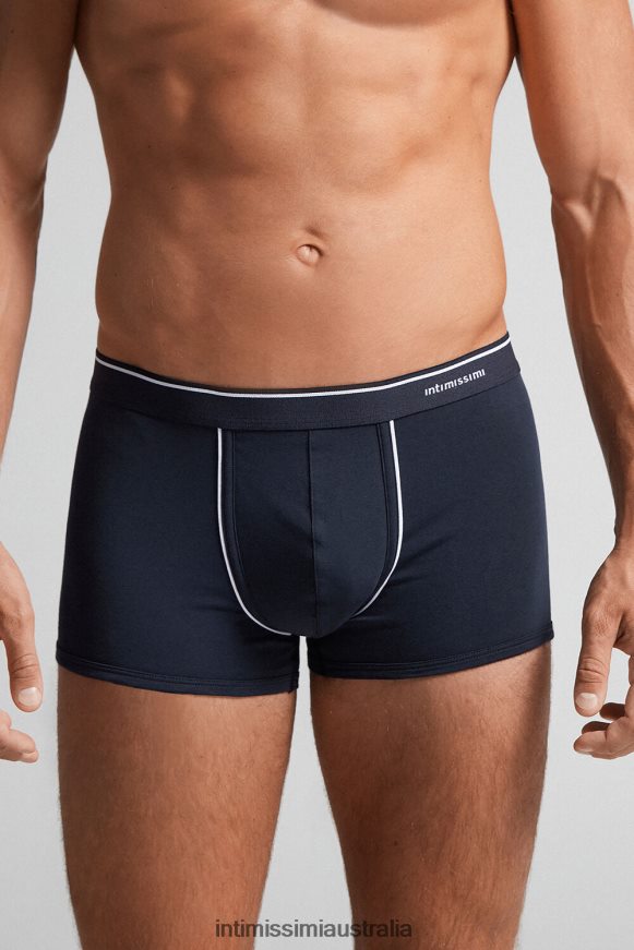 Intimissimi Men 6987-Blue/White Underwear 0RJT48126 Supima Cotton Boxers with Exposed Waistband