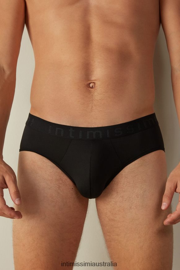 Intimissimi Men 019-Black Underwear 0RJT48149 Microfiber Briefs with Logo Detail