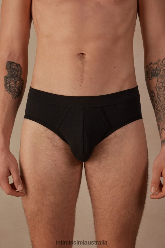 Intimissimi Men 019-Black Underwear 0RJT4833 Natural Fresh Supima Cotton Briefs