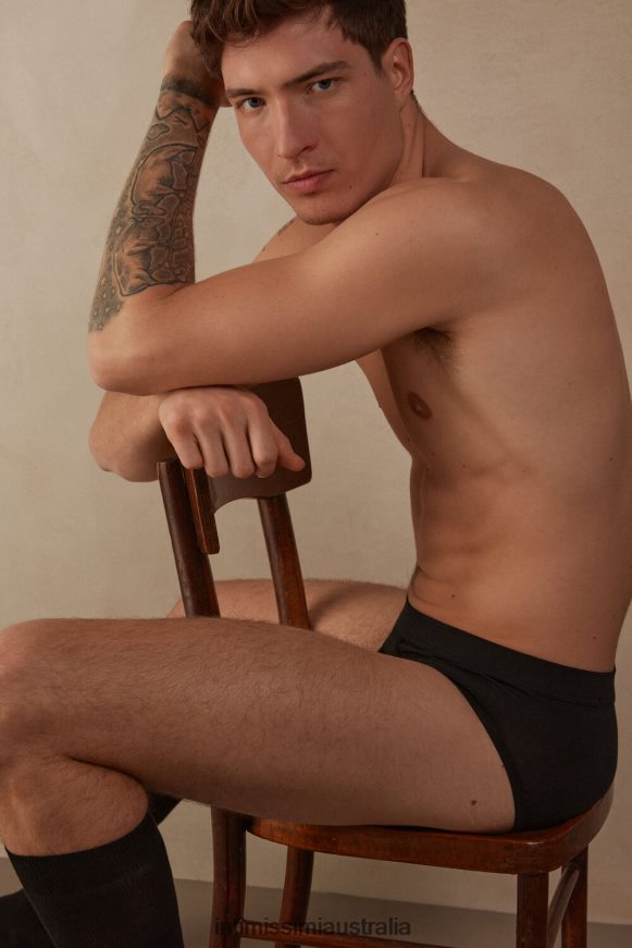 Intimissimi Men 019-Black Underwear 0RJT4833 Natural Fresh Supima Cotton Briefs