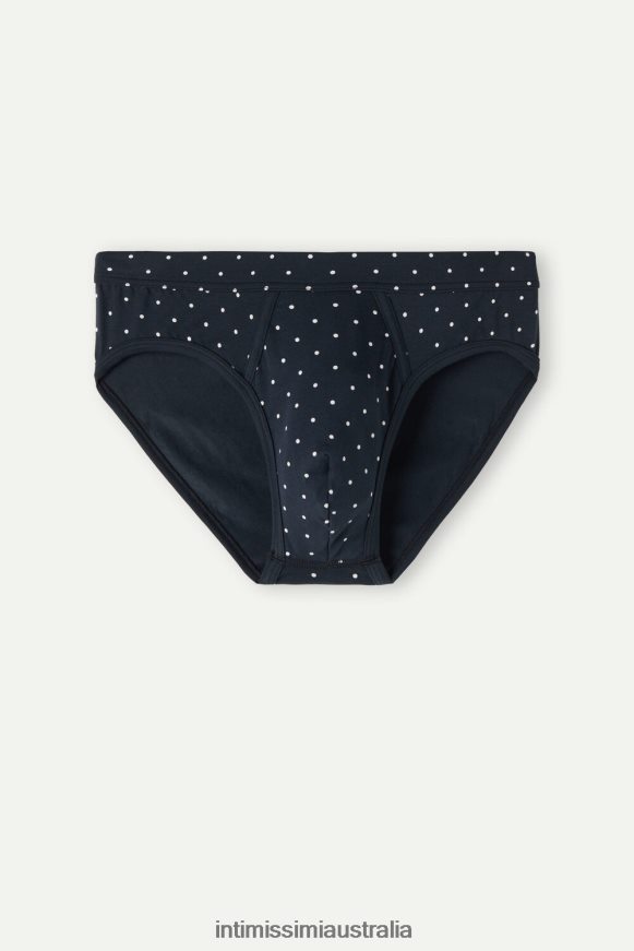 Intimissimi Men 049J-Polka Dot-Print Midnight Blue Underwear 0RJT4867 Stretch Supima Cotton Dotted Knickers
