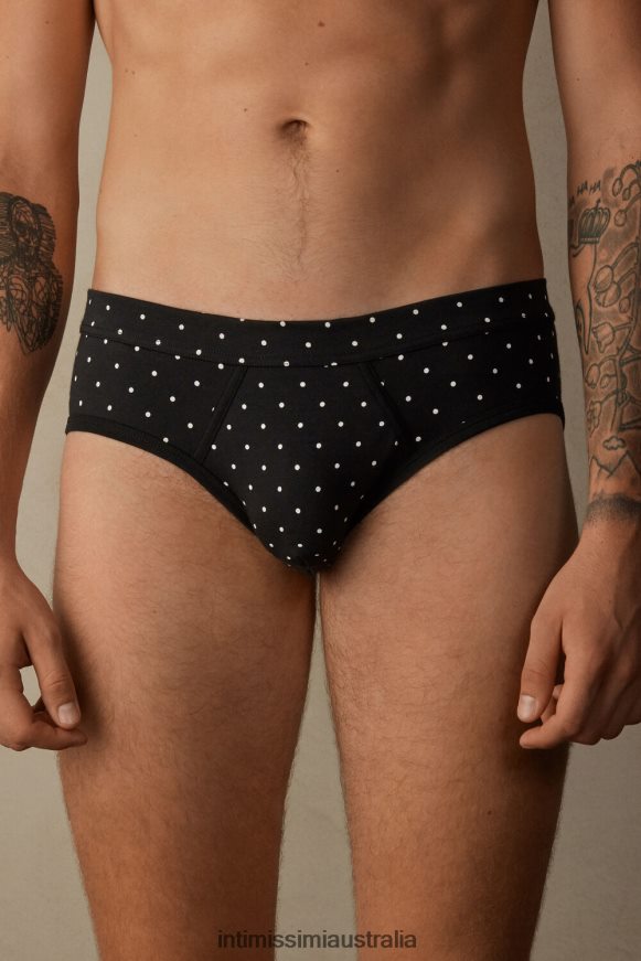 Intimissimi Men 062J-Nero Stampa Pois Underwear 0RJT4865 Stretch Supima Cotton Dotted Knickers