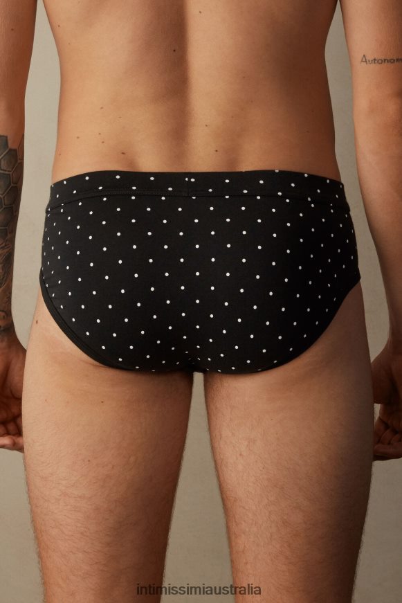 Intimissimi Men 062J-Nero Stampa Pois Underwear 0RJT4865 Stretch Supima Cotton Dotted Knickers
