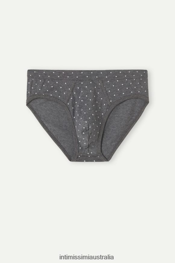 Intimissimi Men 063J-Polka Dot-Print Charcoal Grey Melange Underwear 0RJT4863 Stretch Supima Cotton Dotted Knickers
