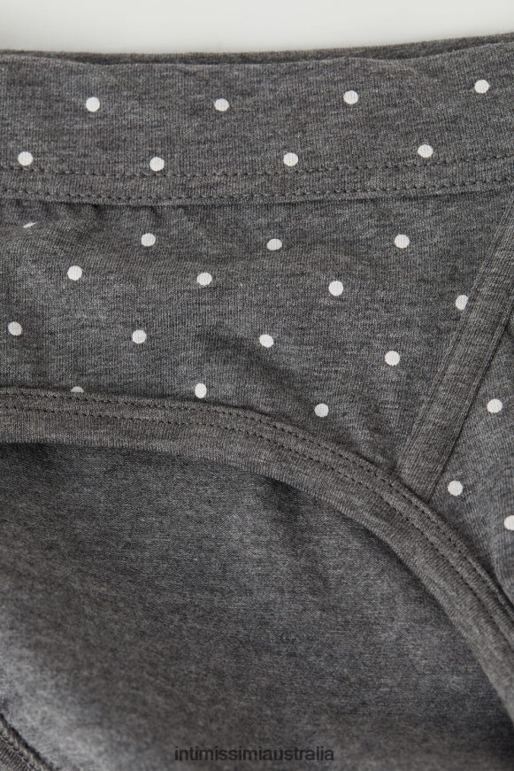 Intimissimi Men 063J-Polka Dot-Print Charcoal Grey Melange Underwear 0RJT4863 Stretch Supima Cotton Dotted Knickers