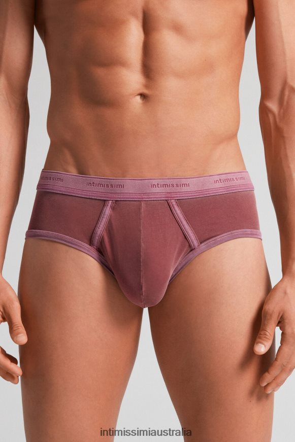 Intimissimi Men 392J-Bordeaux Del Underwear 0RJT4810 Natural Fresh Supima Cotton Briefs with Logo