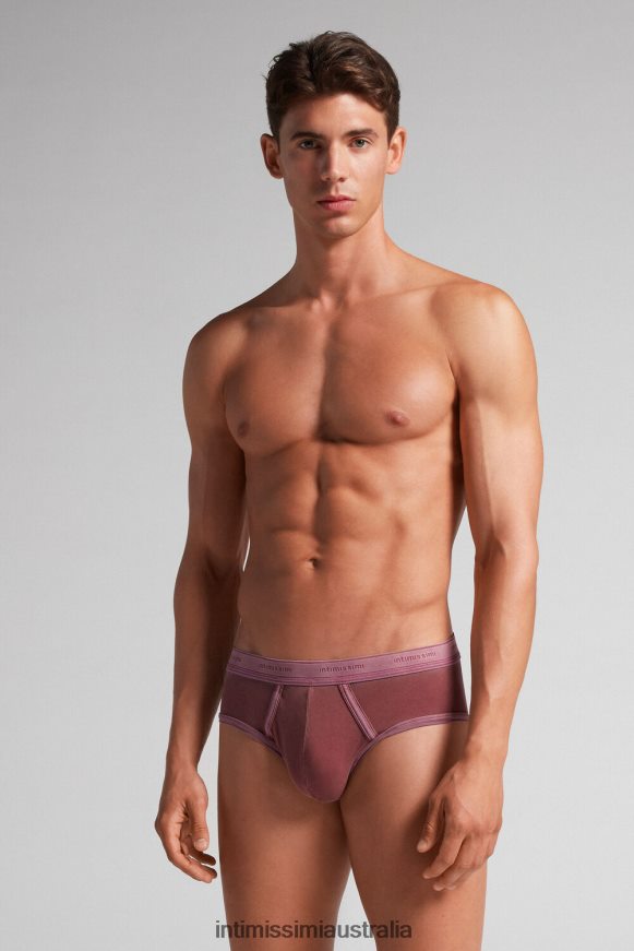 Intimissimi Men 392J-Bordeaux Del Underwear 0RJT4810 Natural Fresh Supima Cotton Briefs with Logo