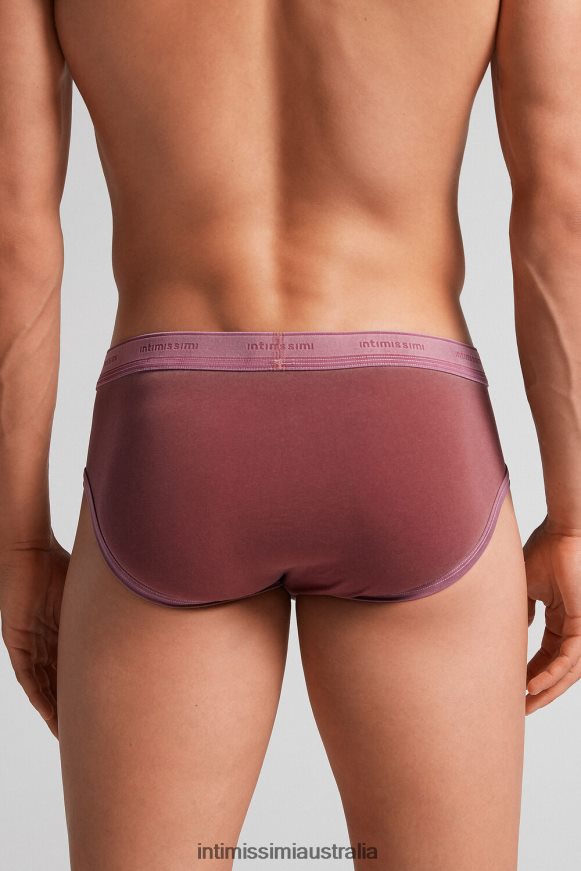 Intimissimi Men 392J-Bordeaux Del Underwear 0RJT4810 Natural Fresh Supima Cotton Briefs with Logo